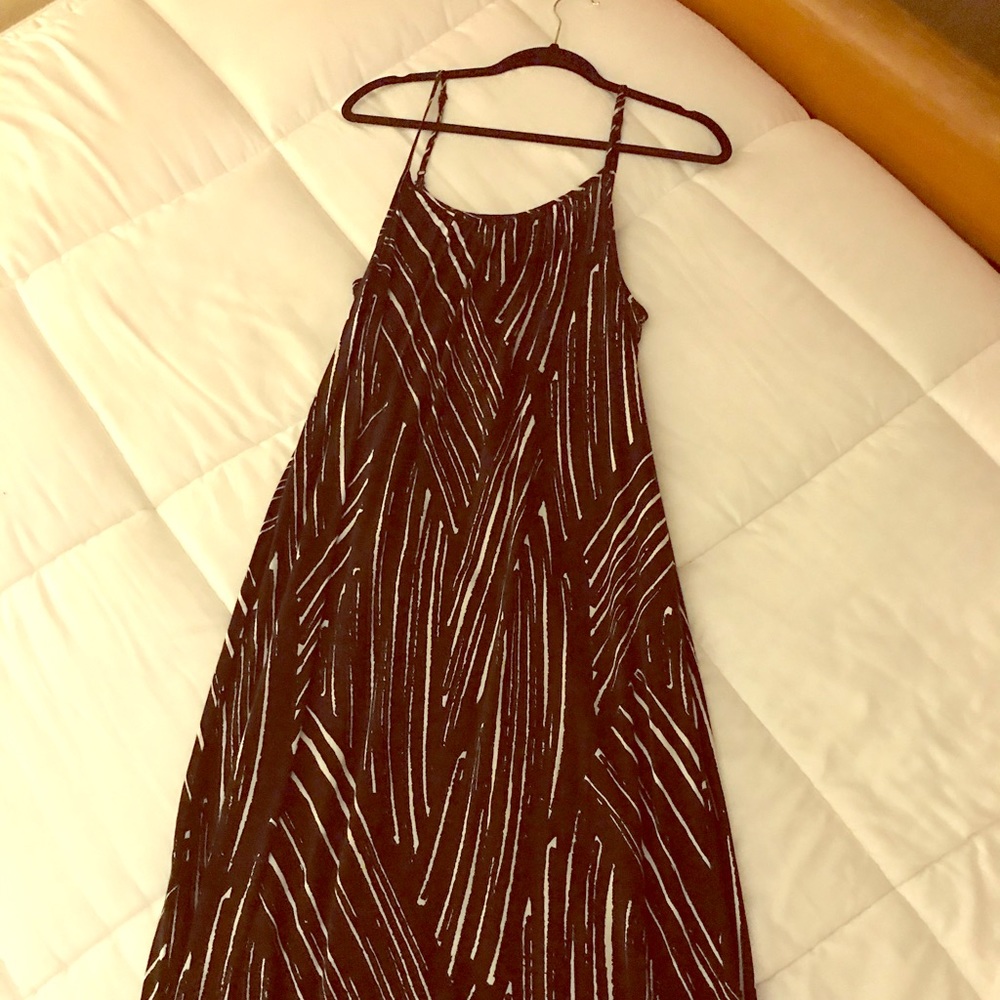 Black white striped maxi dress
